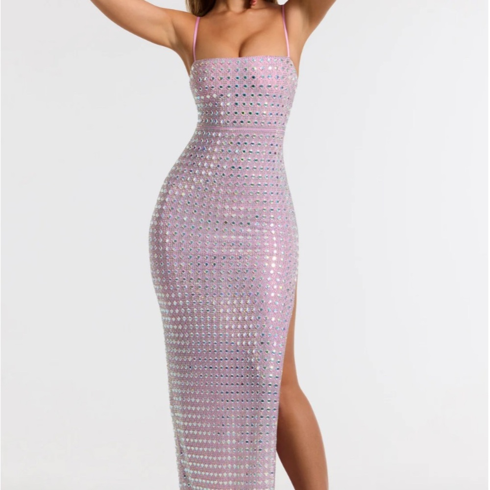 Oh Polly Strapless Pink Sequin Dress